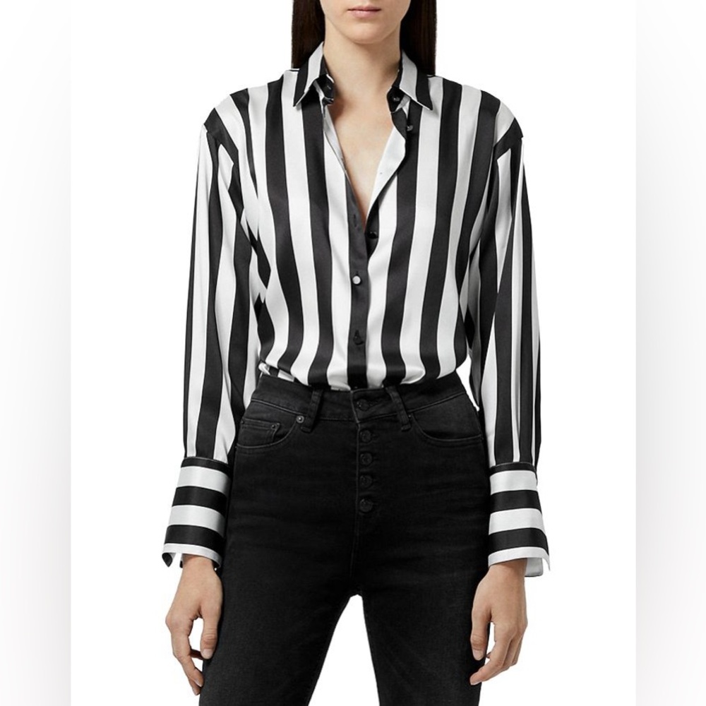 SOLD Kooples Silk Striped Button Up NWOT